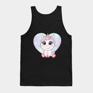 cartoon unicorn rainbow heart shape tshirt Tank Top